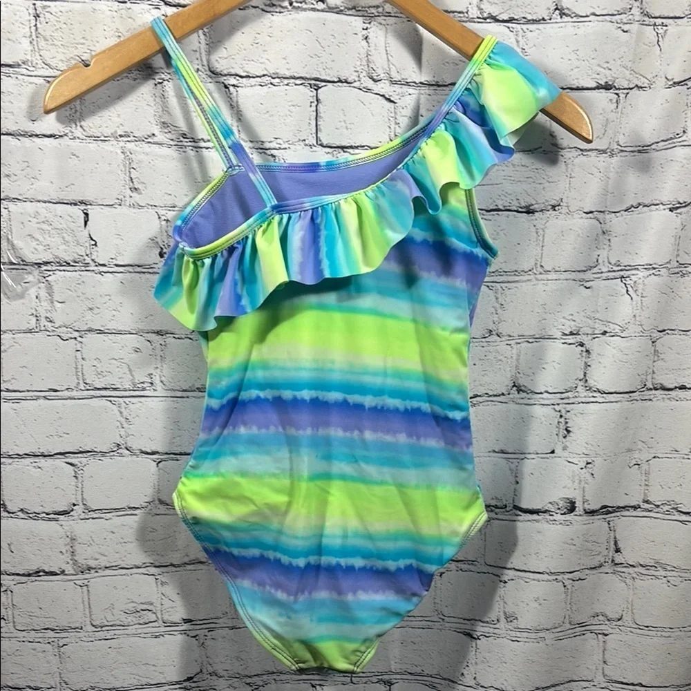Kids Swim One Piece - Blue and Green Striped